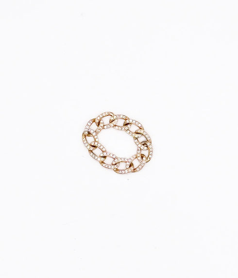 Circle Link Diamond Dust Chain Link Ring - Yellow Gold